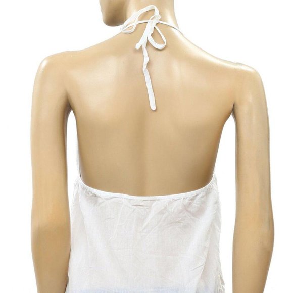 Anthropologie Floral Embroidered Halter Blouse Top Cotton White S New - Picture 4 of 4